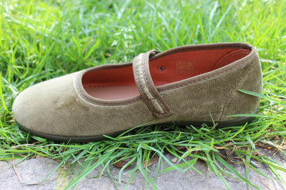 Ballerine in velluto cachi