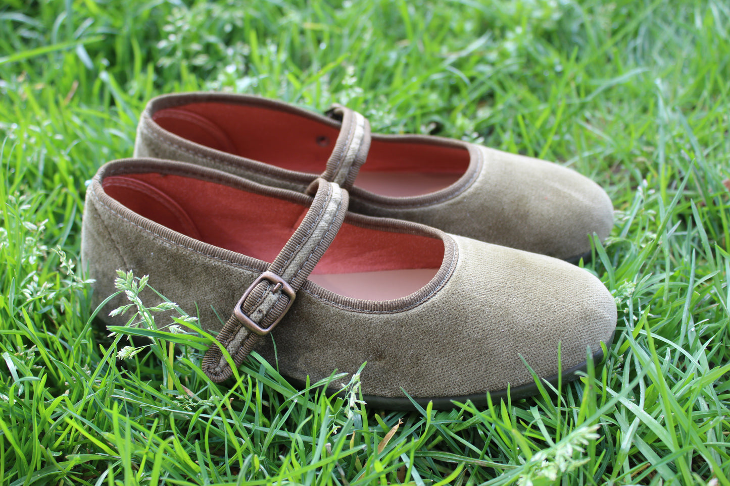 Ballerine in velluto cachi