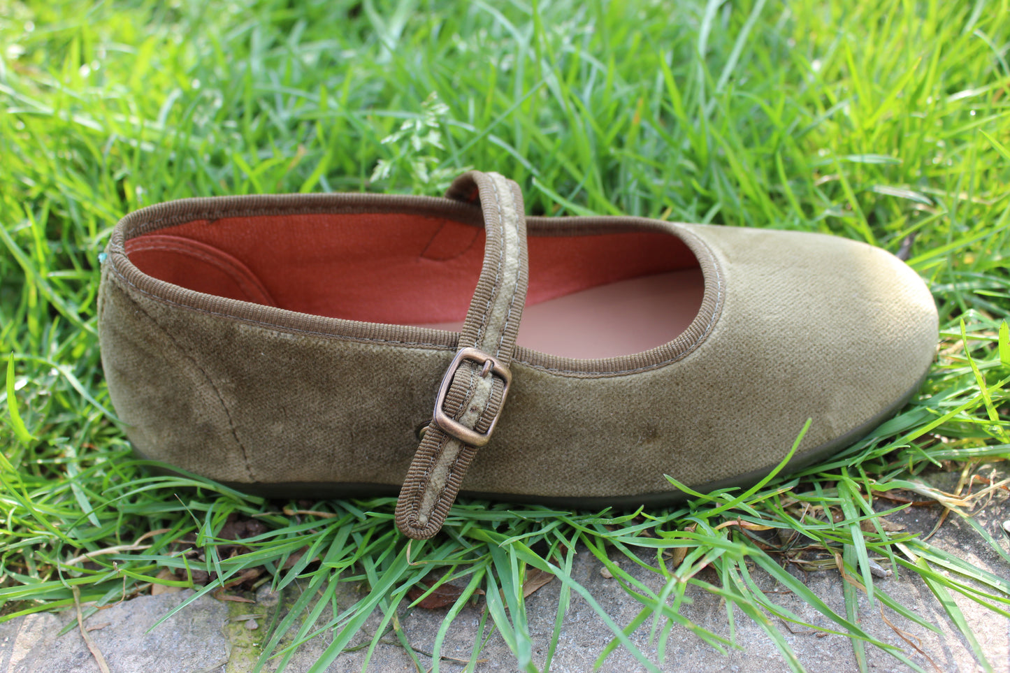 Ballerine in velluto cachi