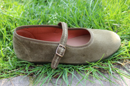 Ballerine in velluto cachi