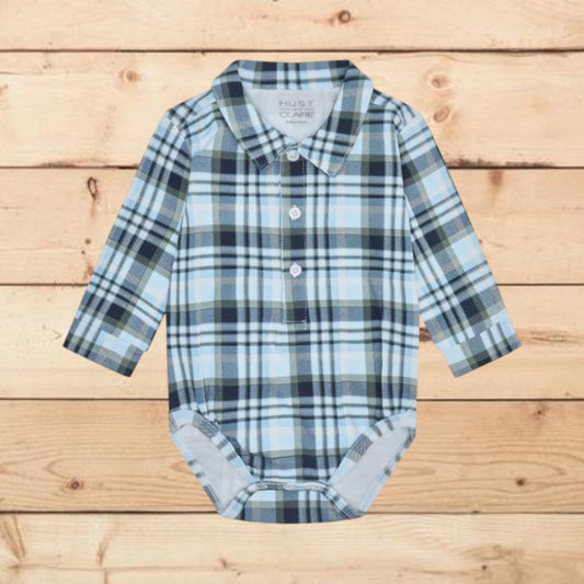 Body camicia motivo tartan blu