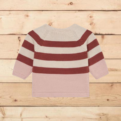 Cardigan a righe con fiori ricamati