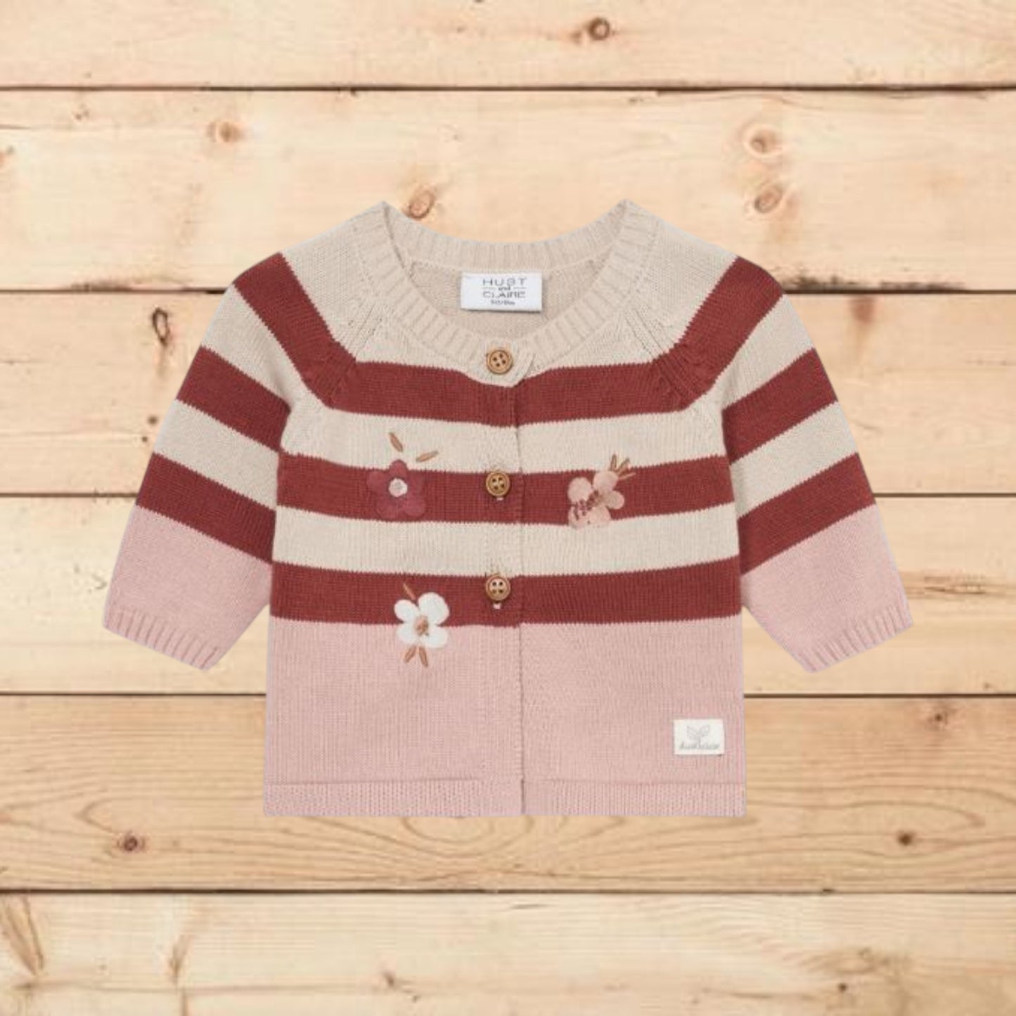 Cardigan a righe con fiori ricamati