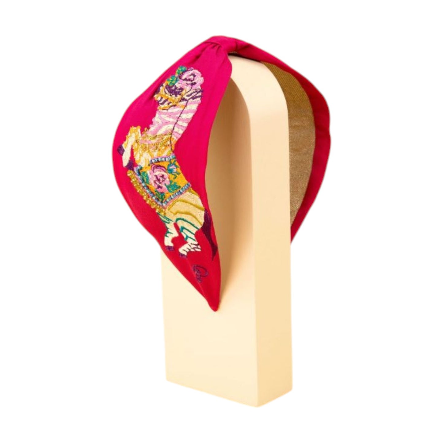 Cerchietto a fascia raso fuxia Cavallino