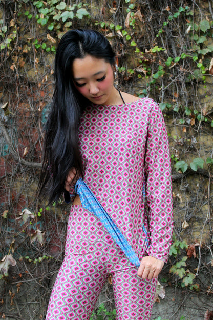 Maglia maniche lunghe elasticizzata peso leggero fantasia Double 4