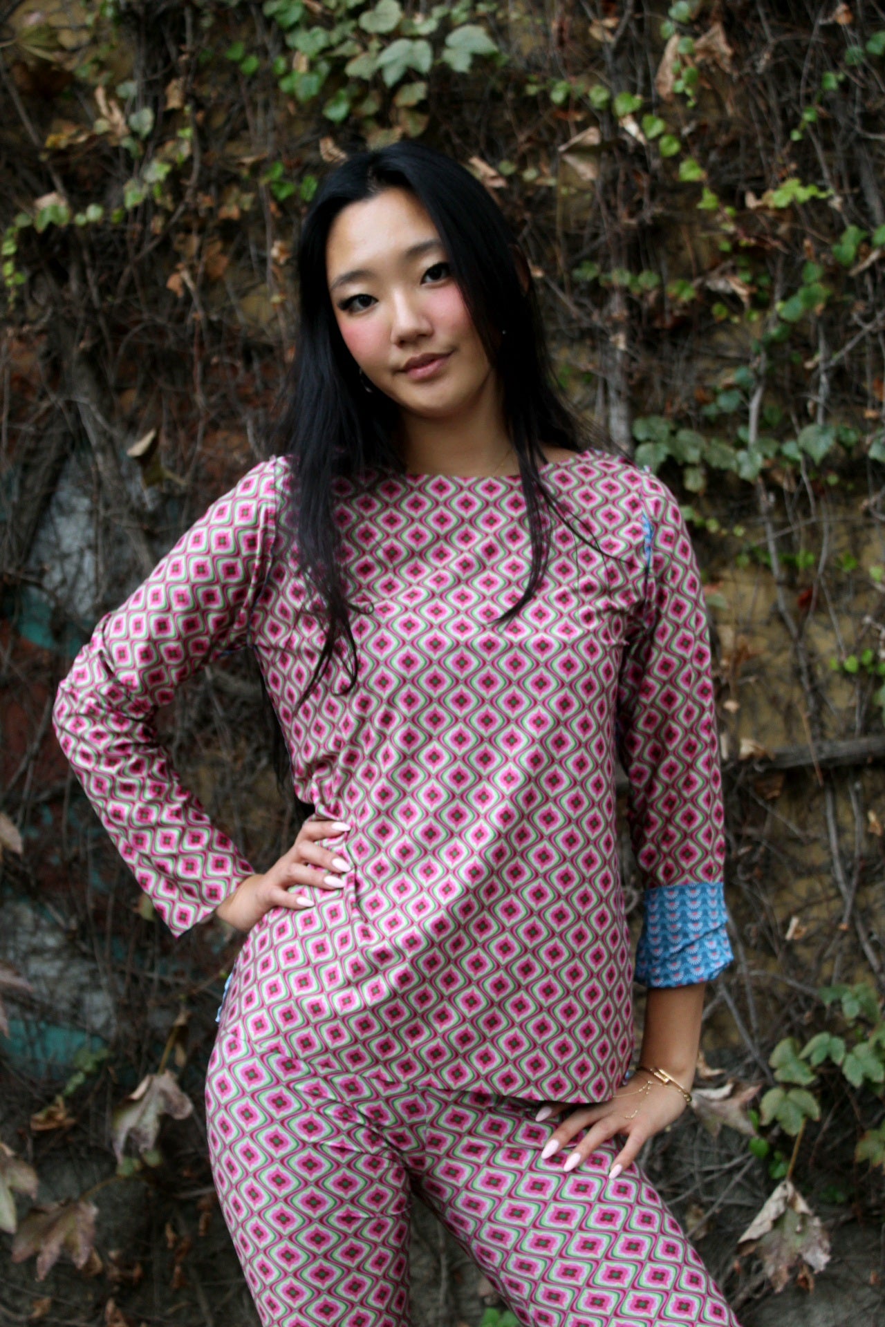 Maglia maniche lunghe elasticizzata peso leggero fantasia Double 4