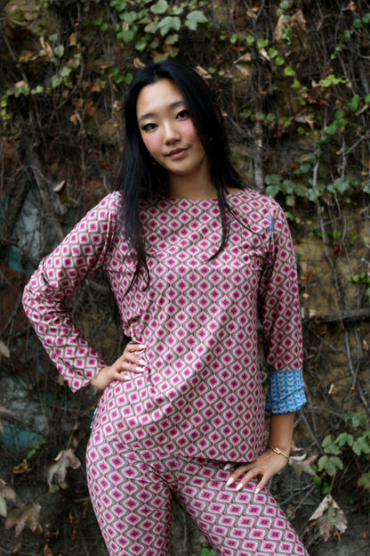 Maglia maniche lunghe elasticizzata peso leggero fantasia Double 4