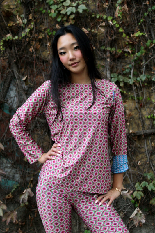 Maglia maniche lunghe elasticizzata peso leggero fantasia Double 4