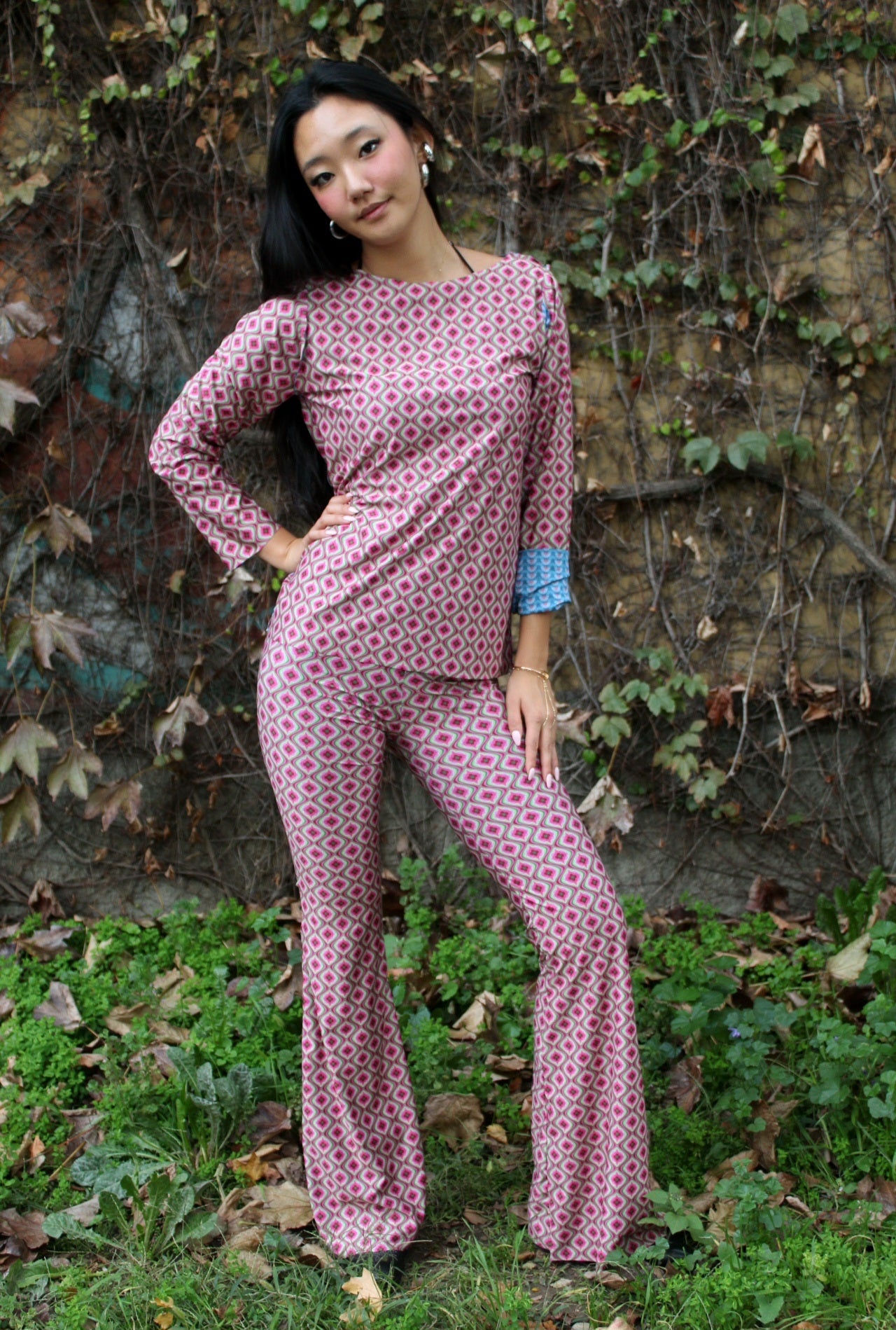 Maglia maniche lunghe elasticizzata peso leggero fantasia Double 4