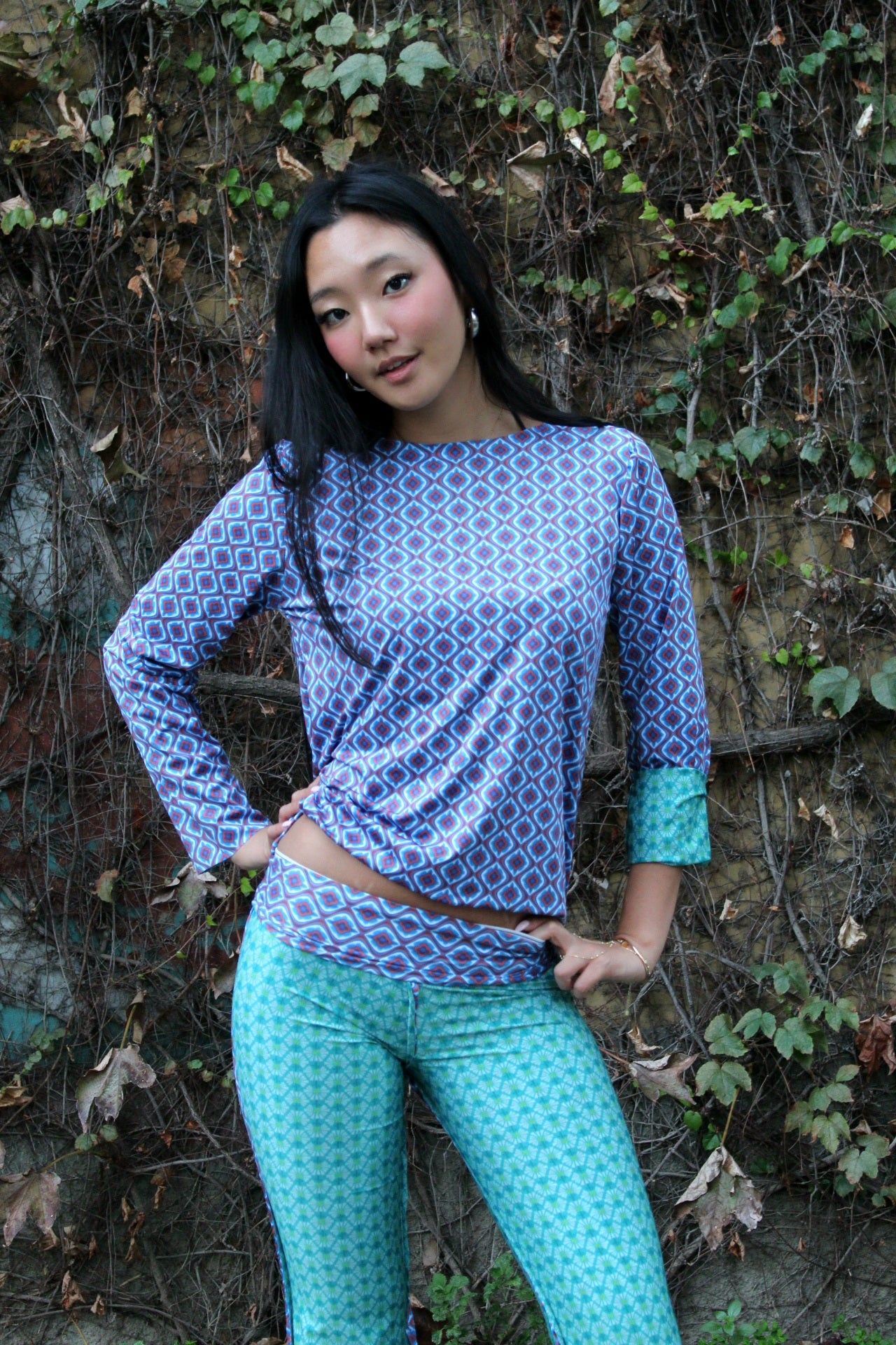 Maglia maniche lunghe elasticizzata peso leggero fantasia Double 5