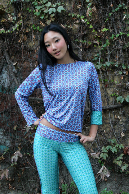 Maglia maniche lunghe elasticizzata peso leggero fantasia Double 5