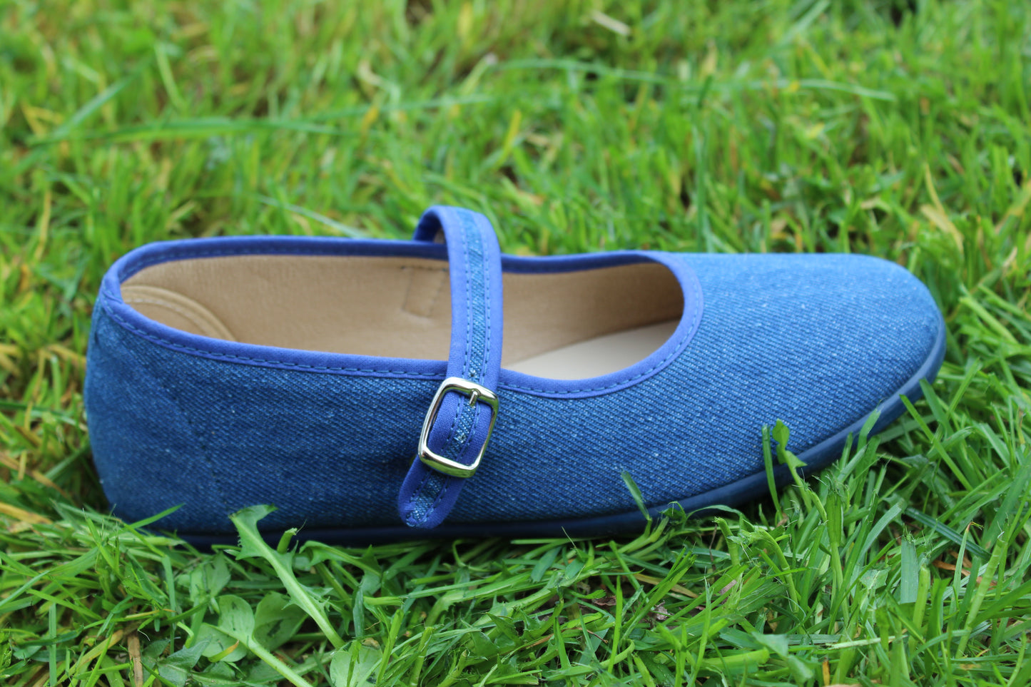Ballerine in cotone denim bordino tono su tono