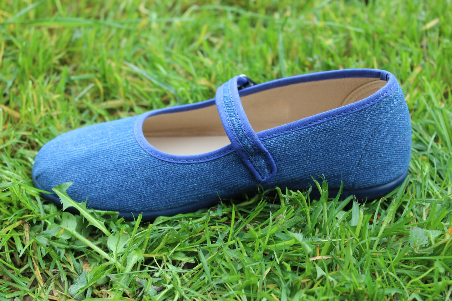 Ballerine in cotone denim bordino tono su tono