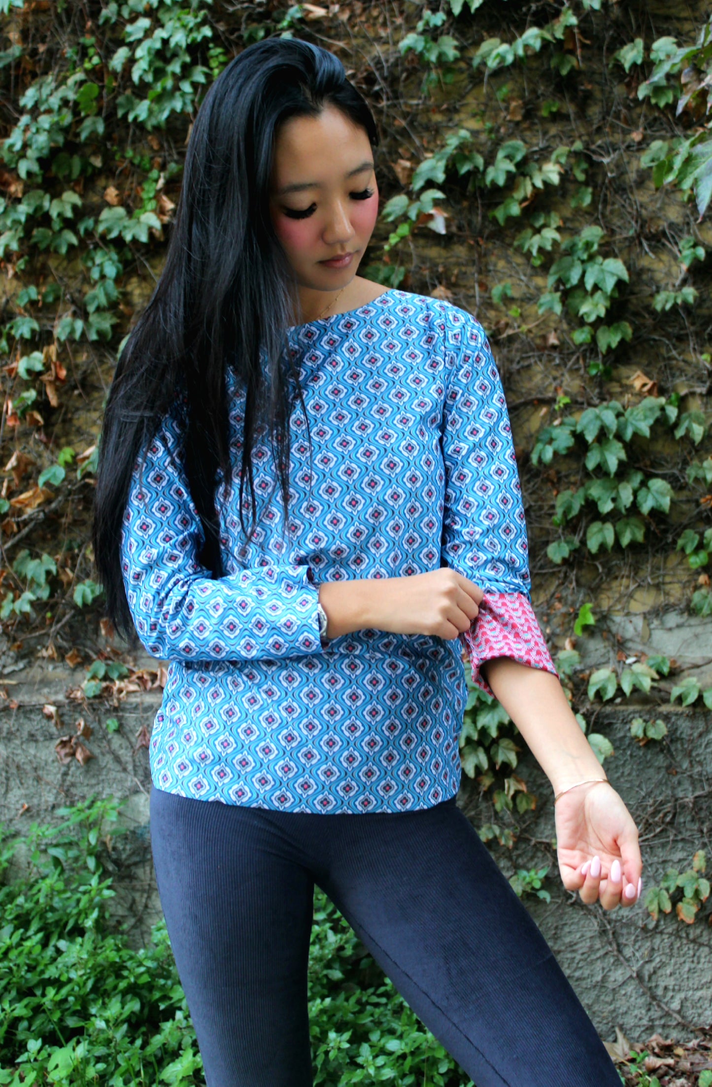 Maglia maniche lunghe elasticizzata peso leggero fantasia Double 3