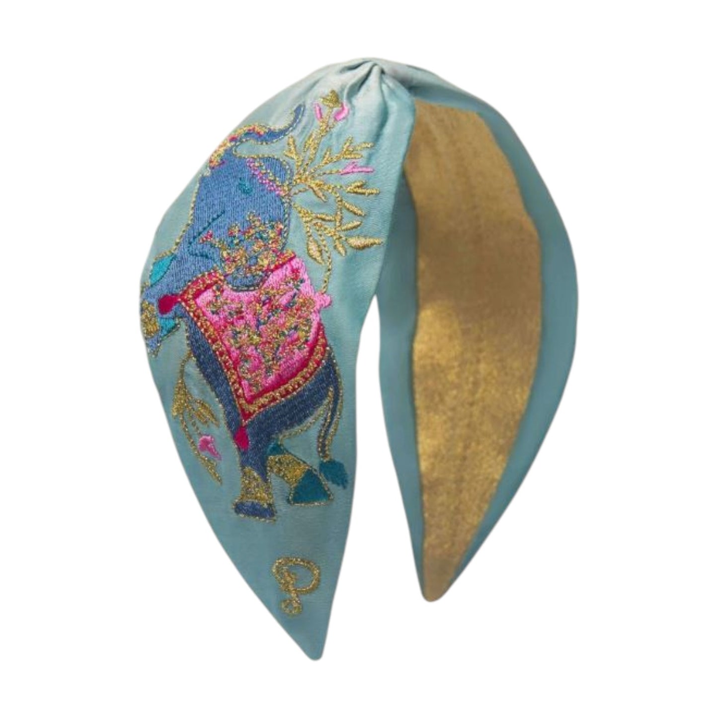 Cerchietto a fascia raso azzurro Elefante