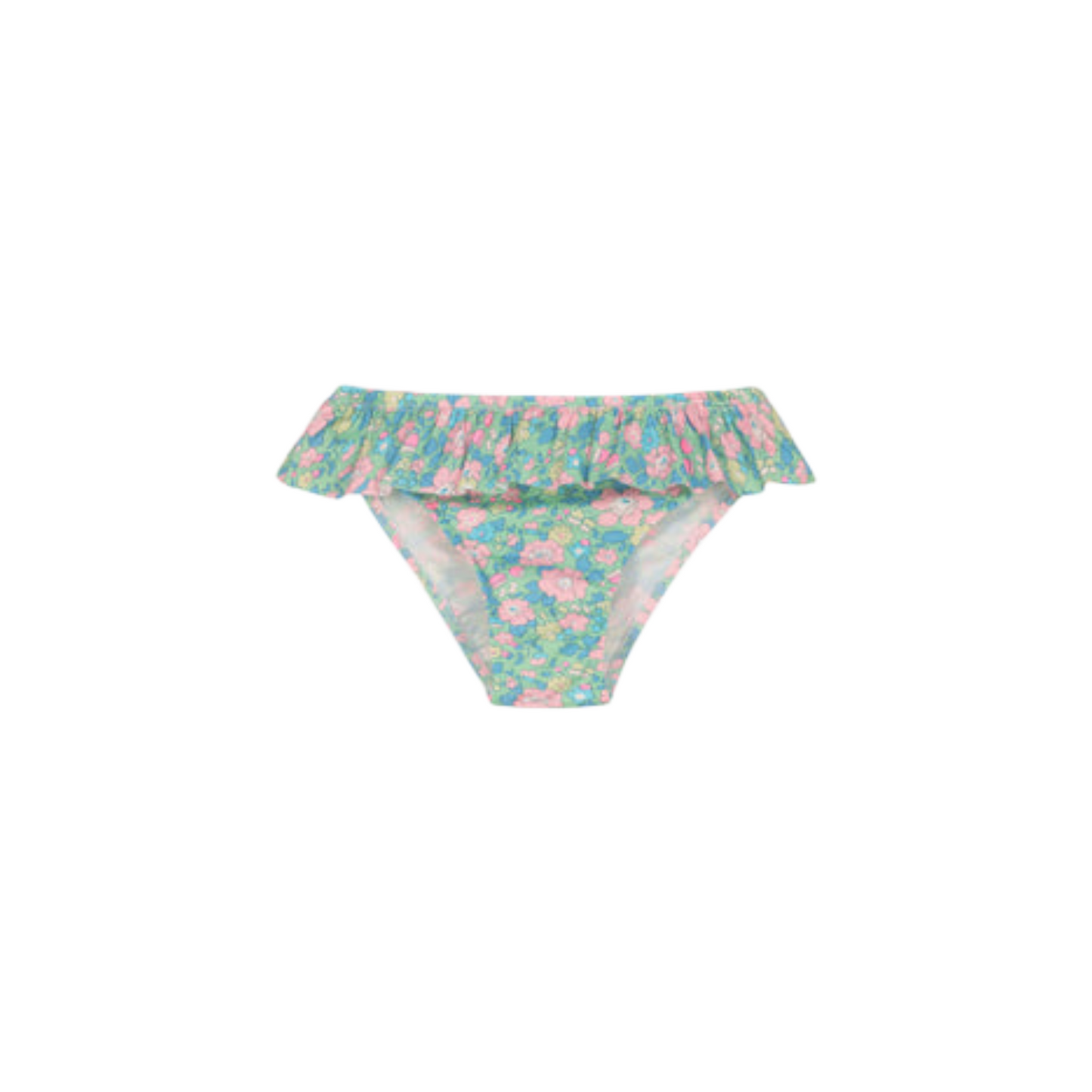 Costume mutandina rouches bimba Fiori verdi e rosa Liberty