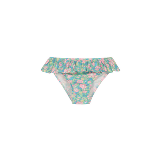 Costume mutandina rouches bimba Fiori verdi e rosa Liberty