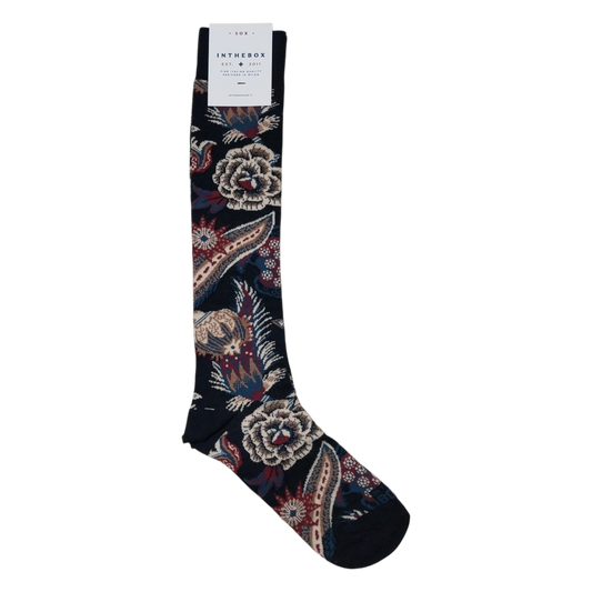 Calze in the box lunghe floreale Paisley blu