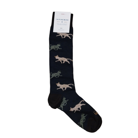 Calze in the box lunghe blu gatti