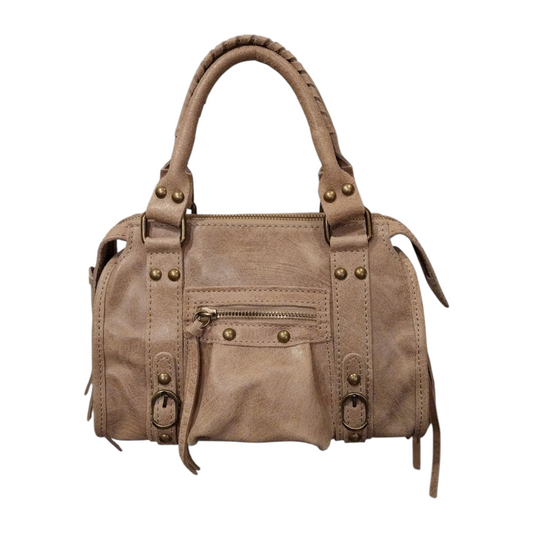 Borsa Mini Bag pelle graffiata beige