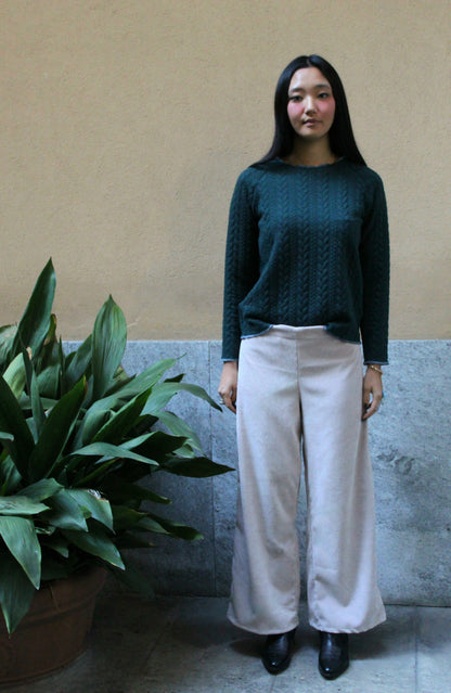 Felpa maniche lunghe treccia verdone