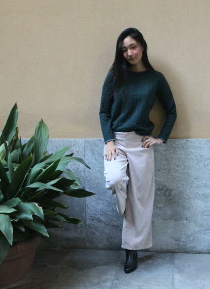 Felpa maniche lunghe treccia verdone