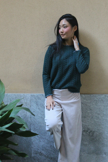 Felpa maniche lunghe treccia verdone