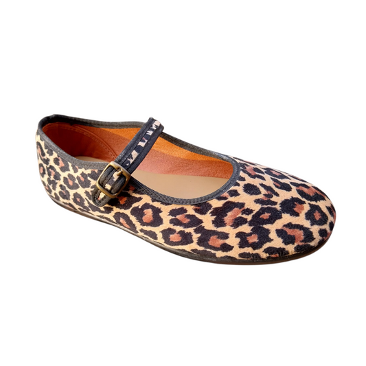 Ballerine di velluto leopardate chiaro