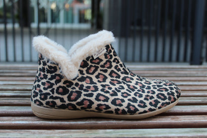 Stivaletti alcantara lana vergine leopardato donna