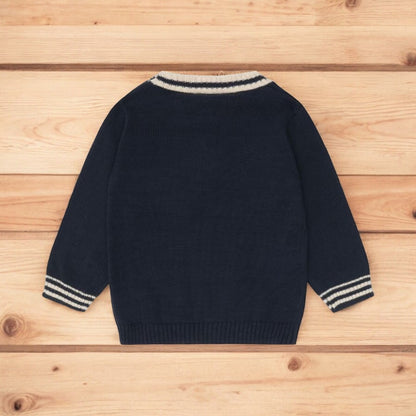 Maglioncino blu con gru