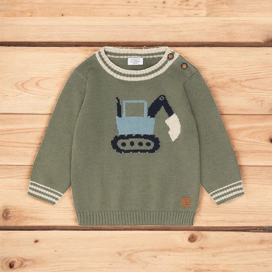 Maglioncino verde con gru