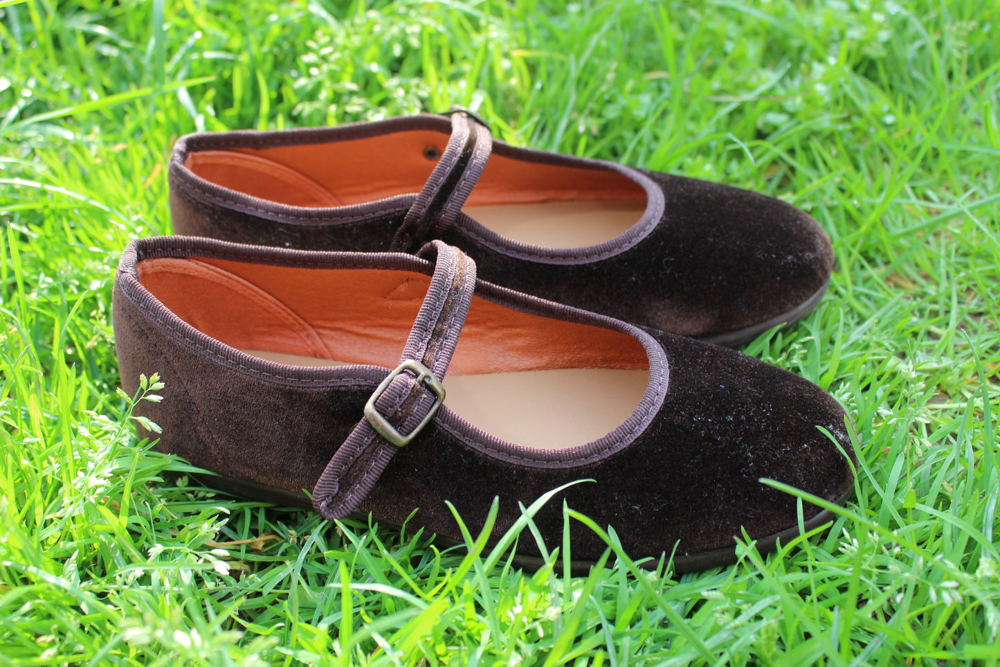 Ballerine in velluto marrone