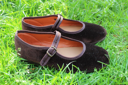 Ballerine in velluto marrone