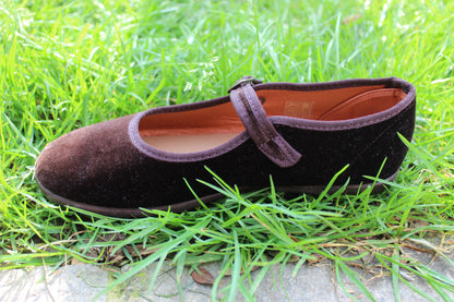 Ballerine in velluto marrone