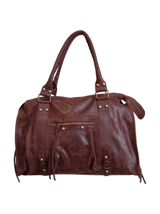 Borsa Maxi Bag pelle graffiata bordeaux