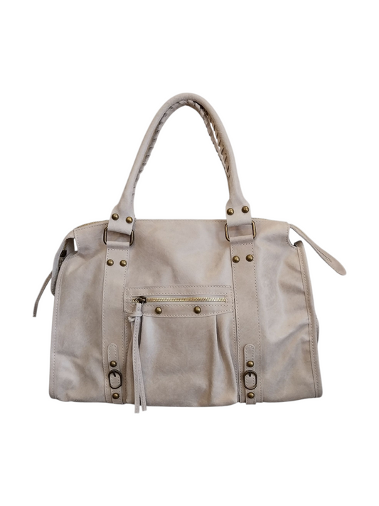 Borsa Maxi Bag pelle graffiata panna