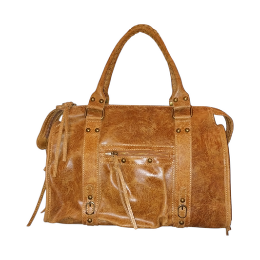 Borsa Maxi Bag pelle graffiata cammello