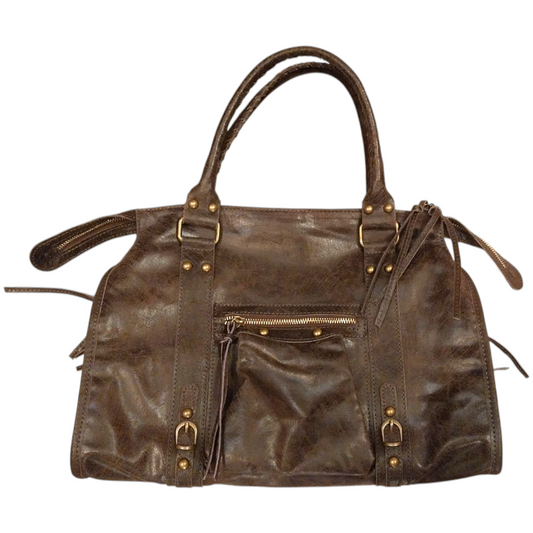 Borsa Maxi Bag pelle graffiata testa di moro