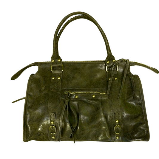 Borsa Maxi Bag pelle graffiata verde oliva