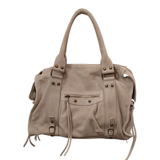 Borsa Maxi Bag pelle scamosciata panna