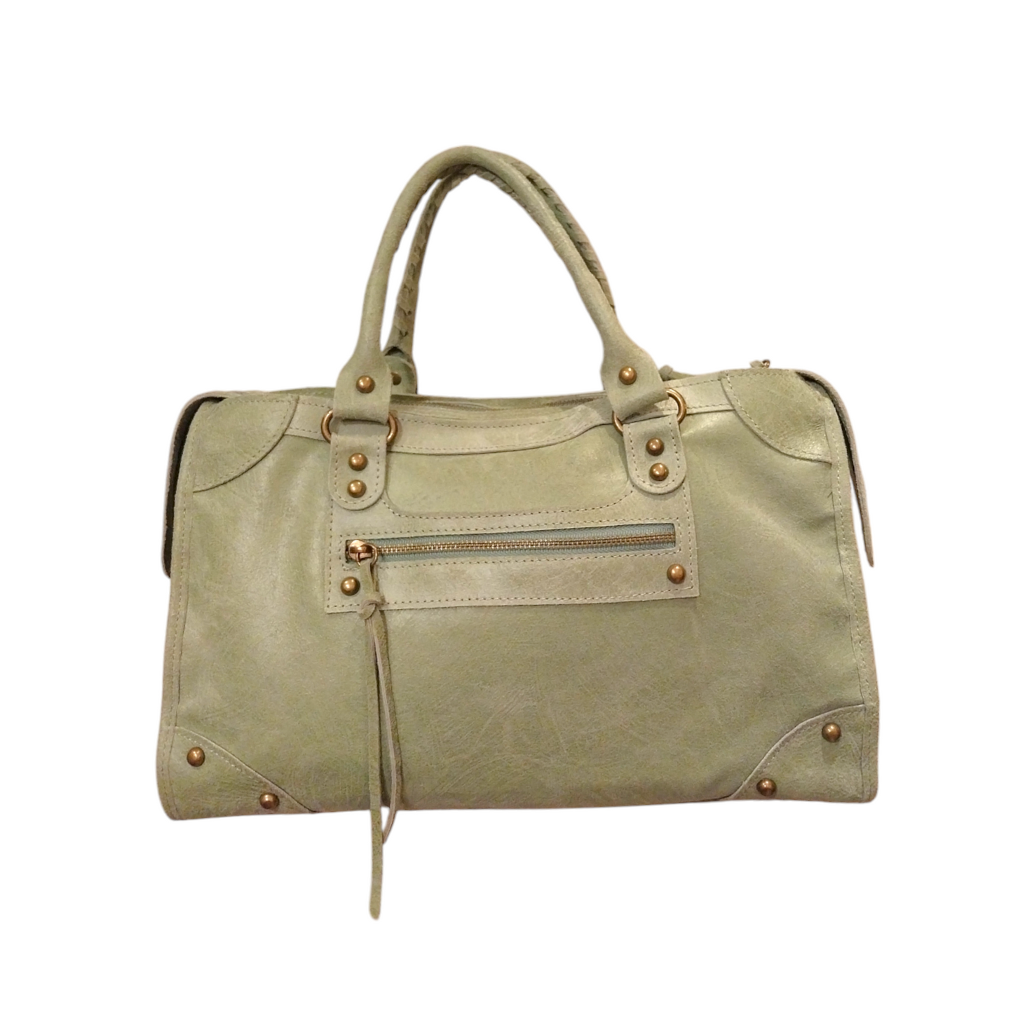 Borsa Midi Bag pelle graffiata verde salvia