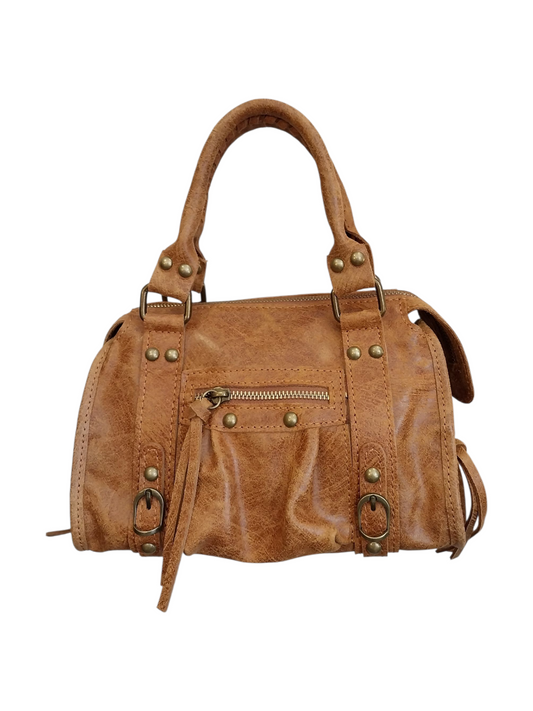 Borsa Mini Bag pelle graffiata cognac