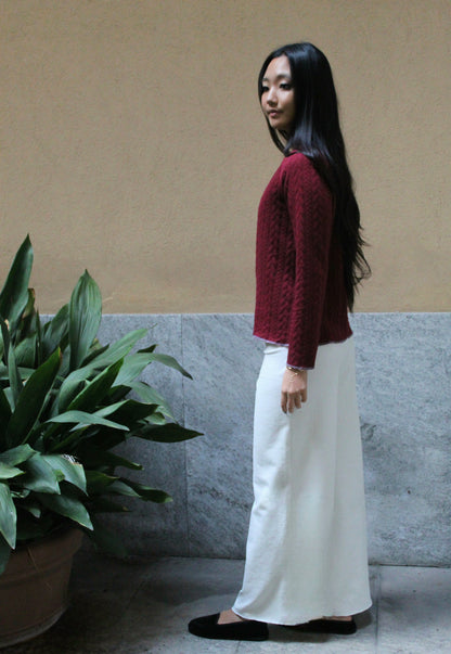 Pantapalazzo velluto a coste bianco