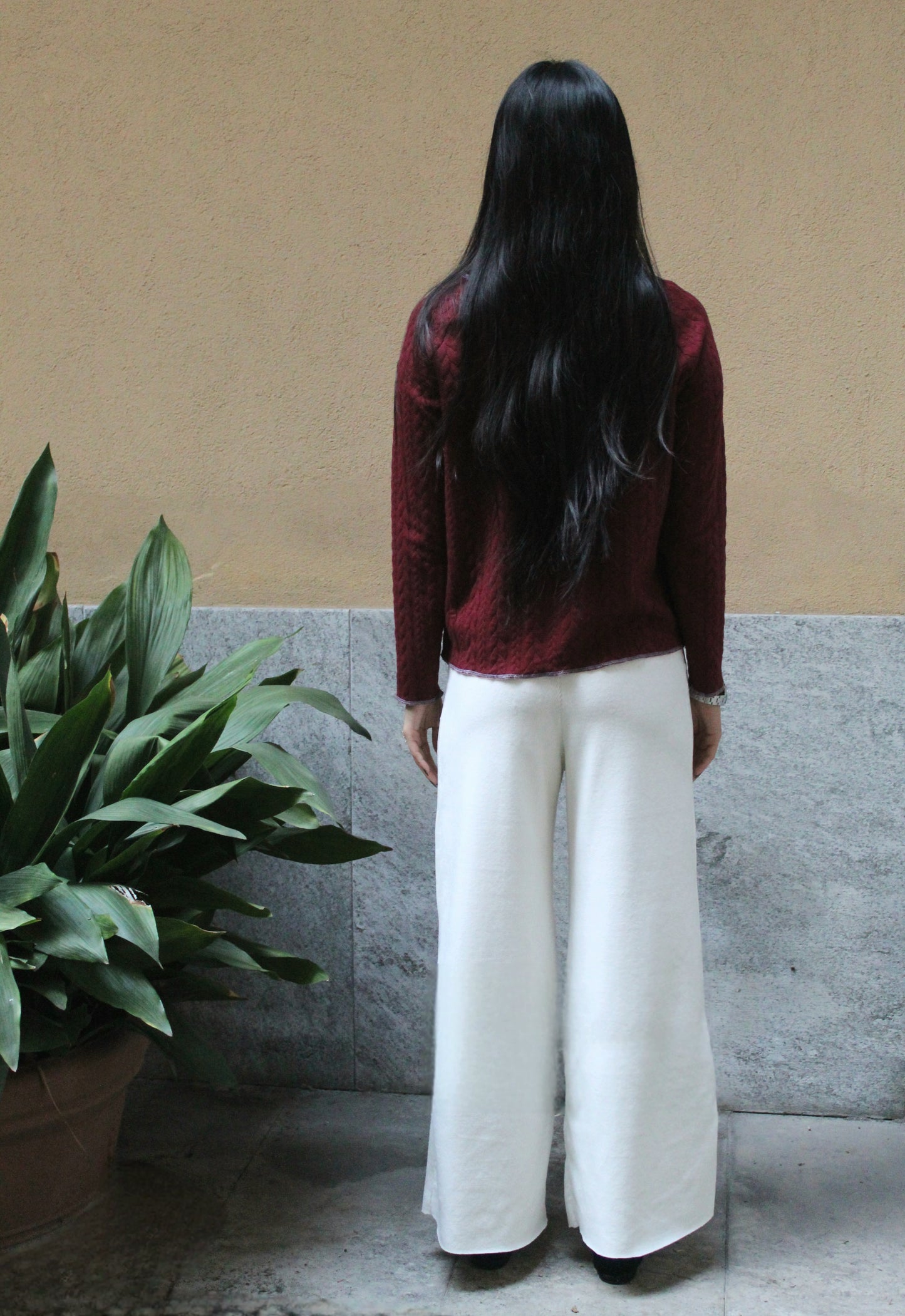 Pantapalazzo velluto a coste bianco