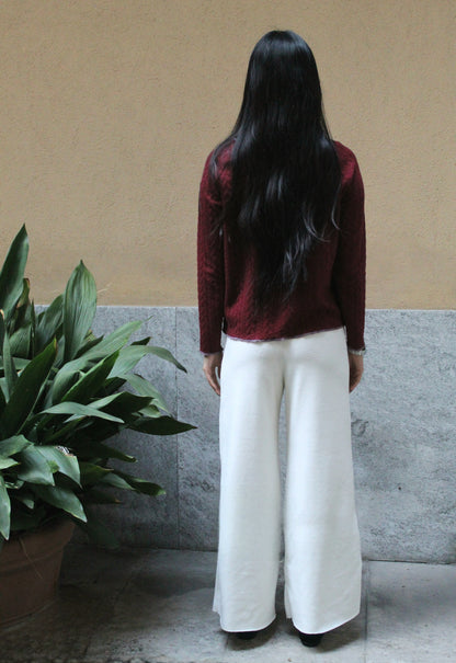 Pantapalazzo velluto a coste bianco