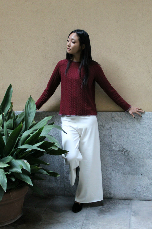 Pantapalazzo velluto a coste bianco