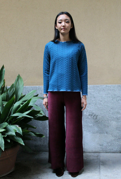 Pantapalazzo velluto a coste bordeaux