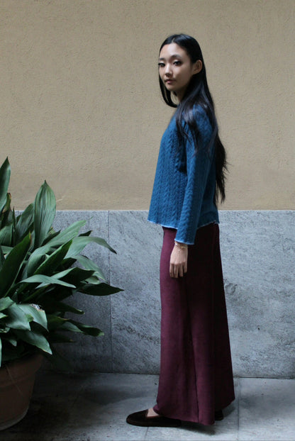 Pantapalazzo velluto a coste bordeaux