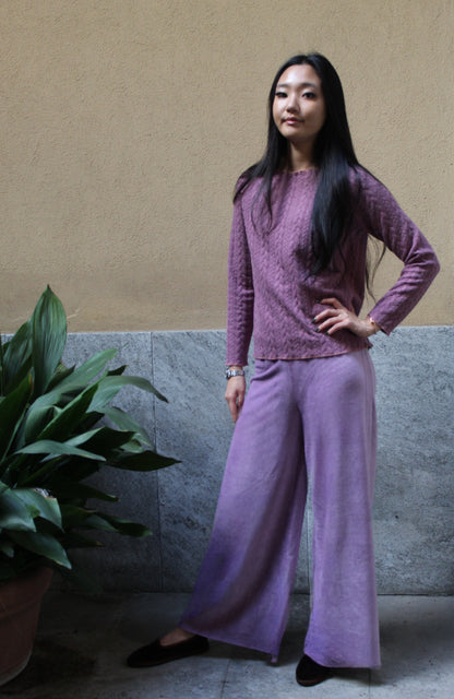 Pantapalazzo velluto a coste lilla