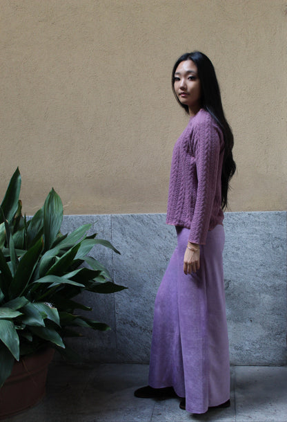 Pantapalazzo velluto a coste lilla